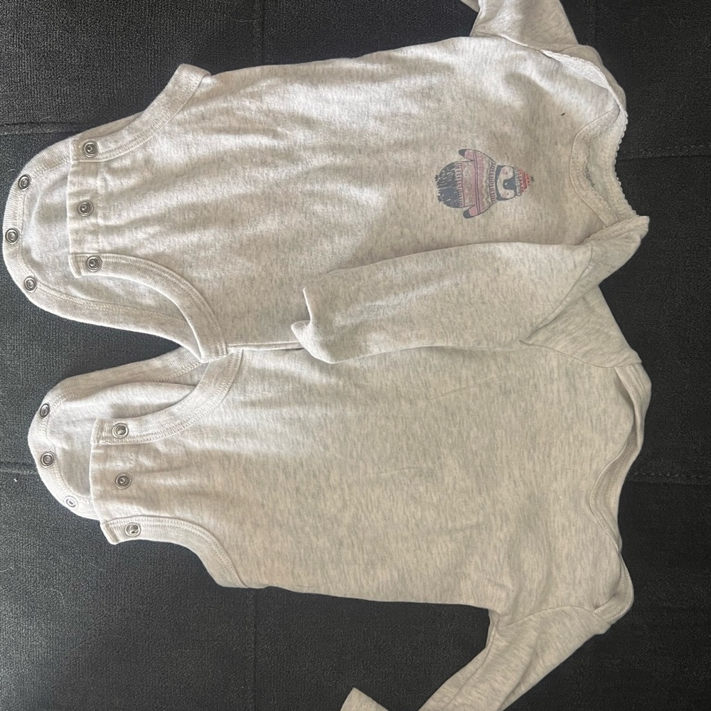 Gray Baby Onesies with Bear Print